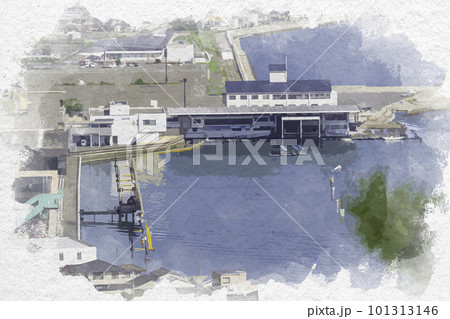 水彩画風 ボートレース児島 岡山県倉敷市 水彩画風 ボートレース児島 岡山県倉敷市 101313146