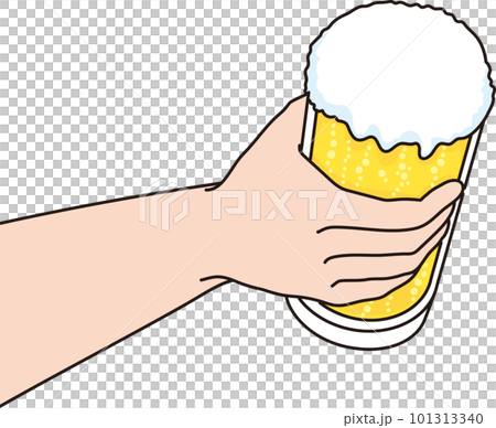 グラスビールを持つ手 101313340