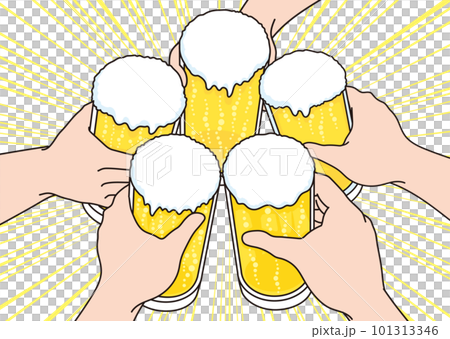 用一杯啤酒敬酒的插圖 101313346