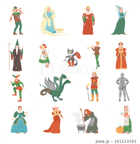 Fabulous Medieval Character from Fairytale Big Vector Set 101313565
