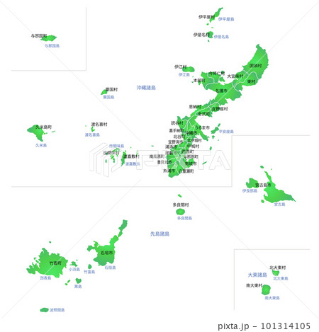 沖縄県と市町村地図 101314105