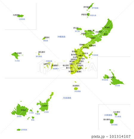 沖縄県と市町村地図