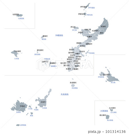 沖縄県と市町村地図のイラスト素材 [101314136] - PIXTA