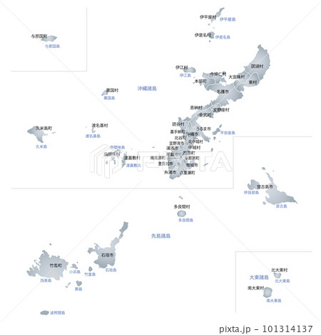 沖縄県と市町村地図のイラスト素材 [101314137] - PIXTA
