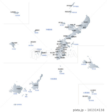 沖縄県と市町村地図 101314138