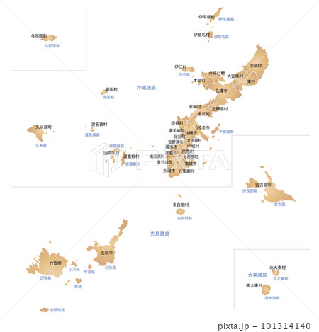 沖縄県と市町村地図 101314140