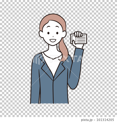 キャッシュカードを持っているアジア人ビジネスウーマンのイラスト素材 キャッシュカードを持っているアジア人ビジネスウーマンのイラスト素材 101314205