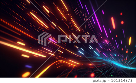 Generative AI, Neon Data Stream: A Glowing 3D Render Abstract Background with Bokeh Lights and Data Transfer Concept Generative AI, Neon Data Stream: A Glowing 3D Render Abstract Background with Bokeh Lights and Data Transfer Concept 101314373