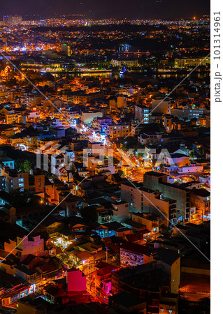 Night city light. Nightlife residential district, aerial view. Night city light. Nightlife residential district, aerial view. 101314961