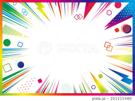 レインボーカラー　幾何学集中線 101315480