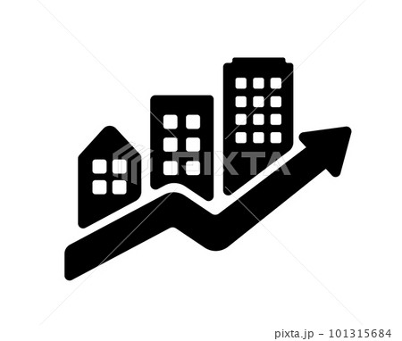 都市開発・街づくり・地価上昇 ベクターアイコンイラスト 都市開発・街づくり・地価上昇 ベクターアイコンイラスト 101315684