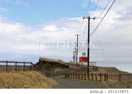 北海道　浜中　霧多布岬に建つ湯沸岬灯台 101315855