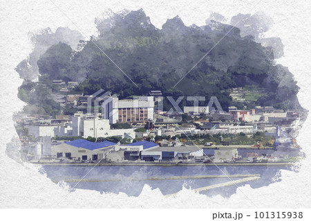 水彩画風　倉敷市役所児島支所　岡山県倉敷市 101315938