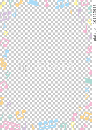 カラフルな音符と休符と記号のフレーム_縦 101315958