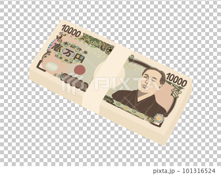 福沢諭吉の一万円札の札束のイラスト 101316524