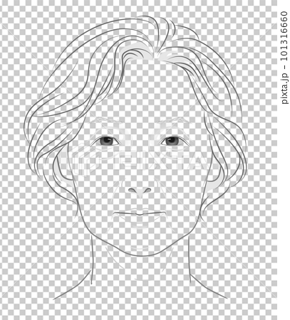 シニア 女性の顔の線画イラスト 101316660