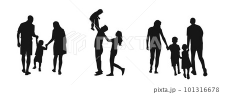 Family Married couple and kids silhouette Family Married couple and kids silhouette 101316678