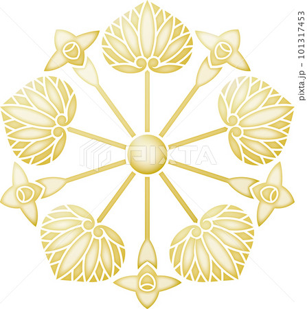 家紋 花付き五つ葵【金色】 家紋 花付き五つ葵【金色】 101317453