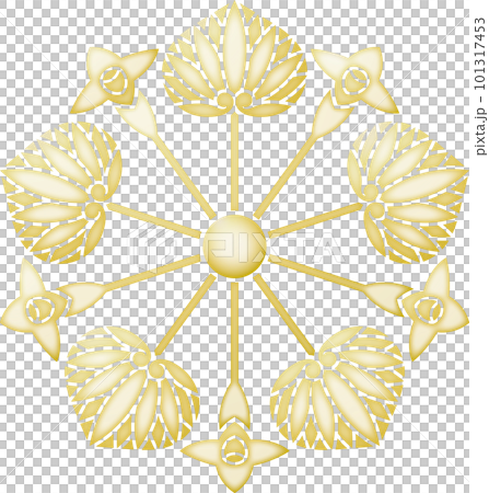 家紋 花付き五つ葵【金色】 家紋 花付き五つ葵【金色】 101317453