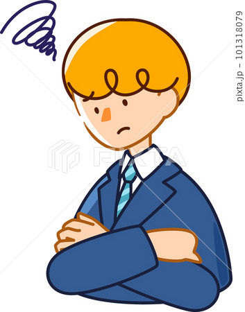 ベクターで描いた可愛いビジネスマンの男性のイラスト_ぐるぐる悩む男性 ベクターで描いた可愛いビジネスマンの男性のイラスト_ぐるぐる悩む男性 101318079