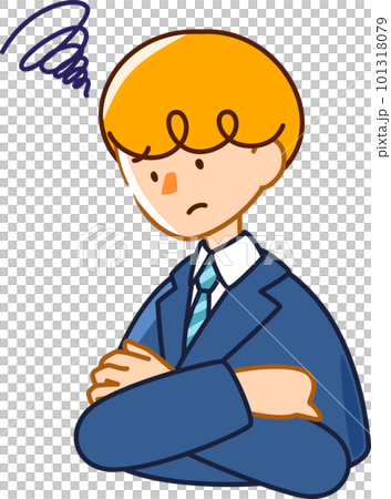 ベクターで描いた可愛いビジネスマンの男性のイラスト_ぐるぐる悩む男性 ベクターで描いた可愛いビジネスマンの男性のイラスト_ぐるぐる悩む男性 101318079