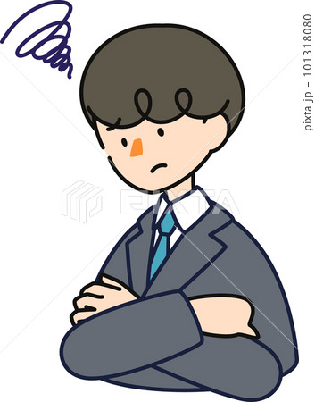 ベクターで描いた可愛いビジネスマンの男性のイラスト_ぐるぐる悩む男性 ベクターで描いた可愛いビジネスマンの男性のイラスト_ぐるぐる悩む男性 101318080