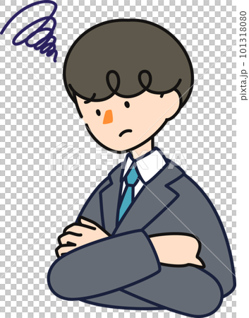 ベクターで描いた可愛いビジネスマンの男性のイラスト_ぐるぐる悩む男性 ベクターで描いた可愛いビジネスマンの男性のイラスト_ぐるぐる悩む男性 101318080