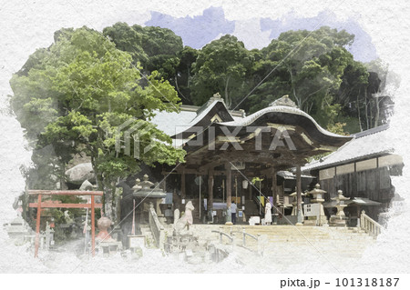 水彩画風 由加神社本宮 本殿 岡山県倉敷市 水彩画風 由加神社本宮 本殿 岡山県倉敷市 101318187