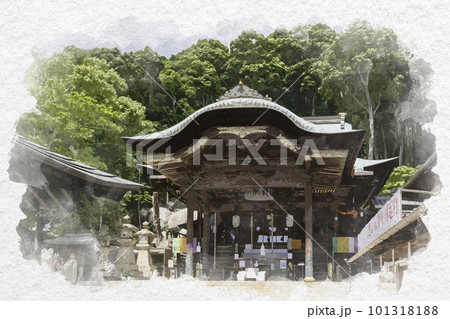 水彩画風 由加神社本宮 本殿 岡山県倉敷市 水彩画風 由加神社本宮 本殿 岡山県倉敷市 101318188