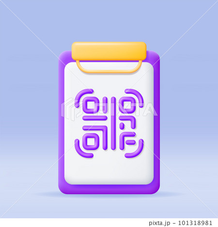 3d QR Code Icon in Clipboard 3d QR Code Icon in Clipboard 101318981