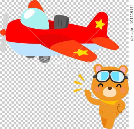 道具飛機和飛行員熊角色 101319134