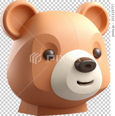 Cute cartoon brown bear face. 3D rendering isolated on white background. 101319757
