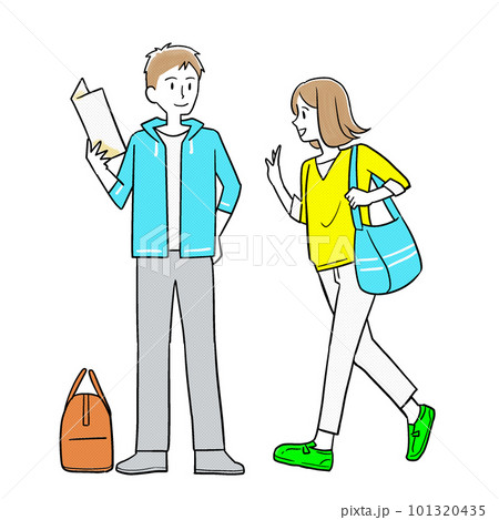 待ち合わせる男女 待ち合わせる男女 101320435