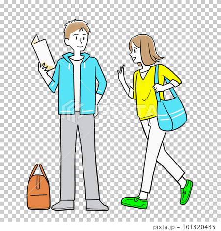 待ち合わせる男女 待ち合わせる男女 101320435