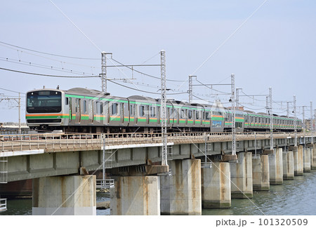 東海道本線 茅ヶ崎ー平塚 JR東日本 E231系1000番台 U588編成(小山) 東海道本線 茅ヶ崎ー平塚 JR東日本 E231系1000番台 U588編成(小山) 101320509