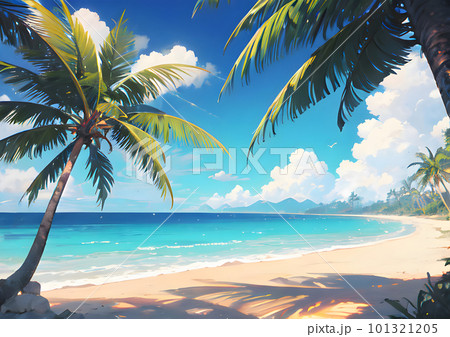 Premium Photo | Anime style illustration of a house on a beach with palm  trees generative ai