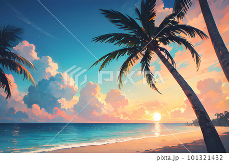 美品！夕焼けの海とヤシの木カップル シルエットフレーム⭐︎迫力の98cm×68cm 美品！夕焼けの海とヤシの木カップル シルエットフレーム⭐︎迫力の98cm