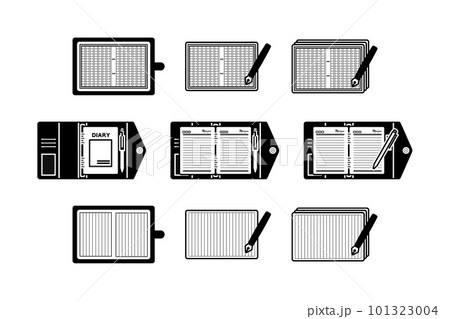日記帳のイラスト/原稿用紙/作文用紙/ノートカバー/アイコン/線画 101323004