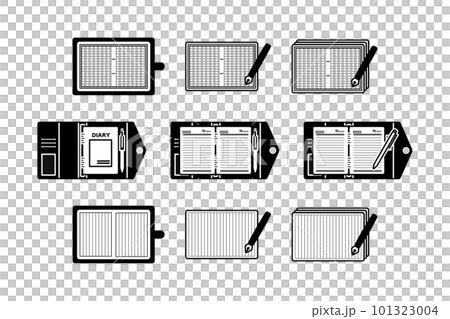 日記帳のイラスト/原稿用紙/作文用紙/ノートカバー/アイコン/線画 101323004