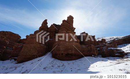 Grand Canyon Charyn. Orange cliffs and rocks Grand Canyon Charyn. Orange cliffs and rocks 101323035