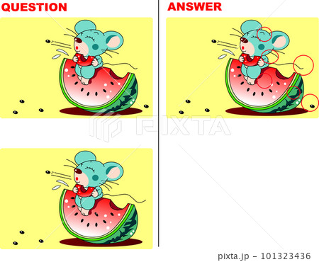 スイカ大好き♪小さな仲良しネズミ