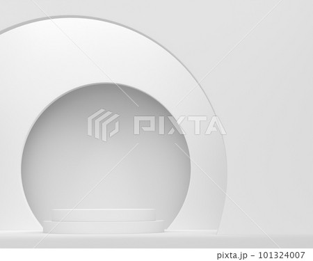 Pastel white cylinder podium with steps on monochrome background Pastel white cylinder podium with steps on monochrome background 101324007