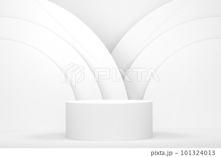 Pastel white cylinder podium with steps on monochrome background Pastel white cylinder podium with steps on monochrome background 101324013