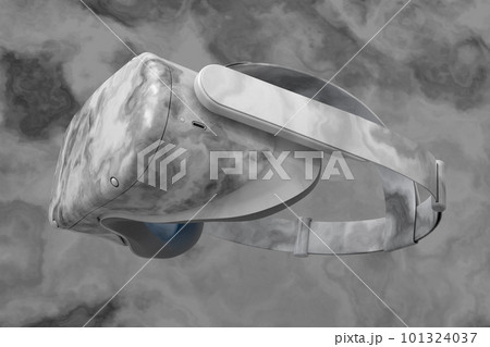 Realistic virtual reality glasses with black marble texture on dark background 101324037