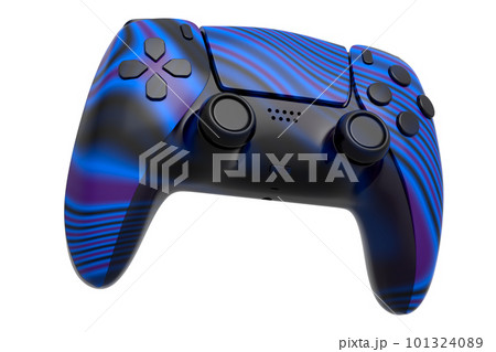 Realistic video game joystick with seamless wavy pattern on white background Realistic video game joystick with seamless wavy pattern on white background 101324089