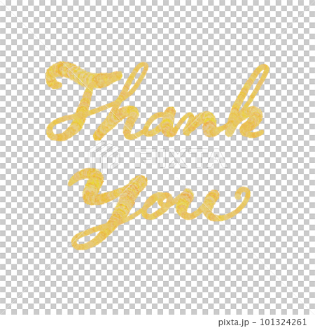 Illustration of handwritten letters [Thank you] Cursive letter color yellow orange gold 101324261