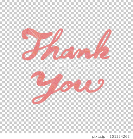 Handwritten character illustration [Thank you] cursive character color red pink 101324262