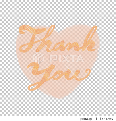 Illustration of handwritten letters [Thank you] Cursive letter color orange pink heart background 101324265