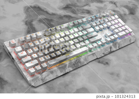 Realistic computer keyboard with black marble texture isolated on dark Realistic computer keyboard with black marble texture isolated on dark 101324313