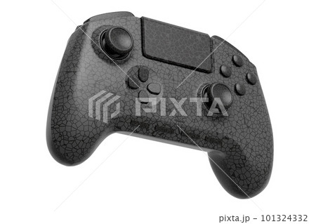 Realistic video game joystick with black chrome texture isolated on white Realistic video game joystick with black chrome texture isolated on white 101324332